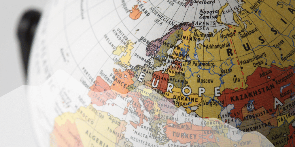 A Globe with focus on Europe